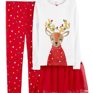 Carters reindeer and lights Christmas pj’s no tutu
